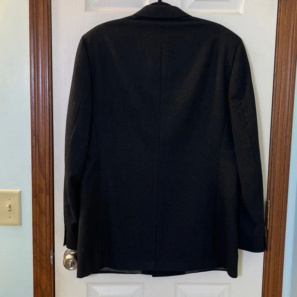 Vintage Christian Dior Monsieur Dark Gray Double Breasted Wool Blazer 42 Long